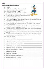 English Worksheet: Reading Comprehension