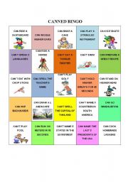 English Worksheet: Canned BINGO