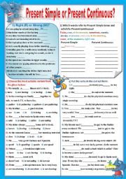 English Worksheet: Present Simple or Present Continuous (KEY included)