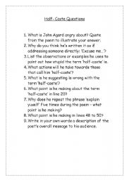 English Worksheet: Half Caste Poem