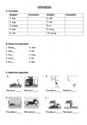 English Worksheet: opposites