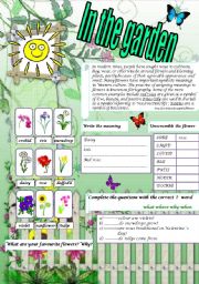 English Worksheet: In the garden