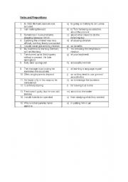English worksheet: Verbs and prepositions