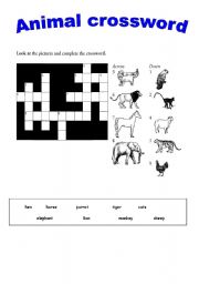 English Worksheet: Animal crossword