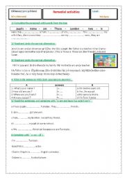 English Worksheet: tasks of consolidation for 7th forms 