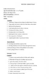 English Worksheet: writing lesson plan-