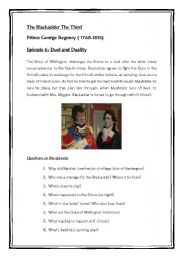 English worksheet: The Blackadder. The Regency, Episode 6
