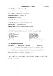 English worksheet: collocations of failure