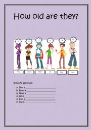 English Worksheet: numbers - ages