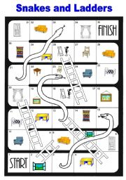 English Worksheet: Snake and ladders game: Furniture