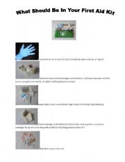 English Worksheet: What Should Be In Your First Aid Kit