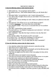 English Worksheet: reported speech