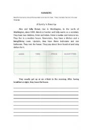 English Worksheet: Numbers - Reading Comprehension