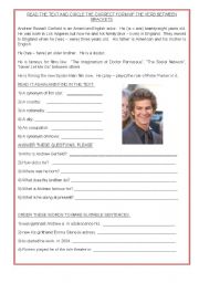 English Worksheet: Andrew Garfield