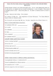 English worksheet: Andrew Garfield