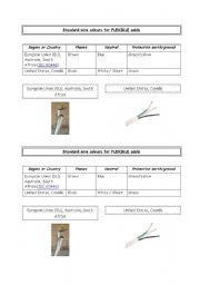 English worksheet: Standard colours for electric flexible cables