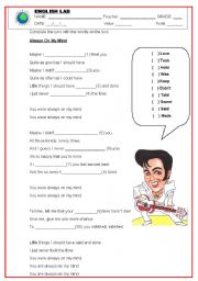 English Worksheet: You were always on my mind - Elvis Presley
