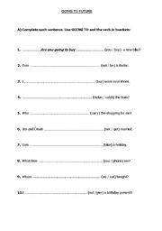 English Worksheet: Going to Future Tense