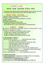 English Worksheet: CONTRAST CLAUSES