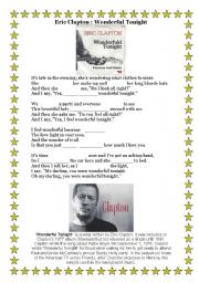 English Worksheet: Present simple - wonderful tonight - eric clapton song