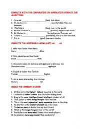 English Worksheet: comparative and superlative forms of adjectives