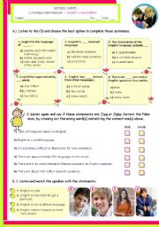 English Worksheet: English is Everywhere -- Listening Comprehension