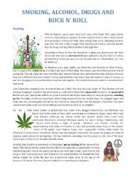 English Worksheet: alcohol, drugs and rock n roll (part 2)
