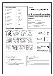 English Worksheet: likes  and dilikes ING 