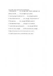 English worksheet: too & enough exercise