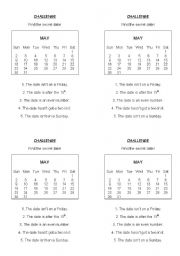 English Worksheet: Challenge! Find the secret date