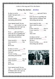 English Worksheet: Metallica - Nothing else matters