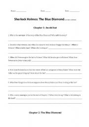 English Worksheet: Sherlock Holmes: The Blue Diamond (review questions & summary) (DOMINOES)