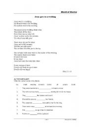 English Worksheet: Jesus goes to a wedding