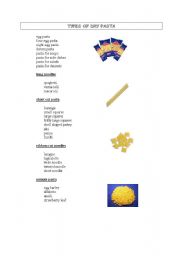 English worksheet: Pasta