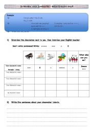 English Worksheet: TALENTS: Interview your classmates and your teacher!