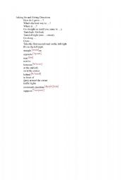 English Worksheet: asking and giving directions