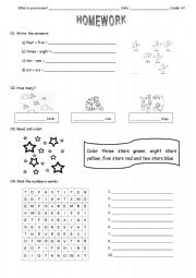 English Worksheet: Numbers II