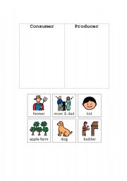 English worksheet: Consumer and Producer Sort