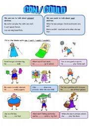 English Worksheet: can-could