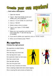 English Worksheet: Create your own superhero! (+key)