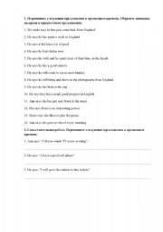 English Worksheet: Reported speech, exercises