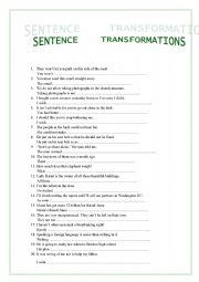 English Worksheet: Sentence transformation