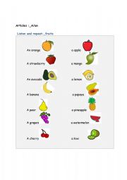 English Worksheet: Articles_a/an