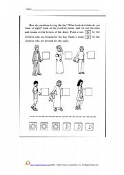 English Worksheet: night and day
