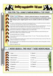 English Worksheet: Reading Comprehension - Odd news - Panda Poo Tea