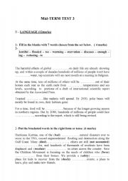 English Worksheet: 3rd form mid-term test 3