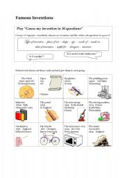 English Worksheet: Play Guess my invention in 10 questions