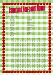 English worksheet: Count and Non-count nouns