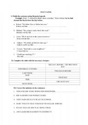 English Worksheet: Test paper - Reported speech