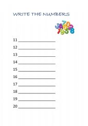 English Worksheet: WRITE THE NUMBERS
